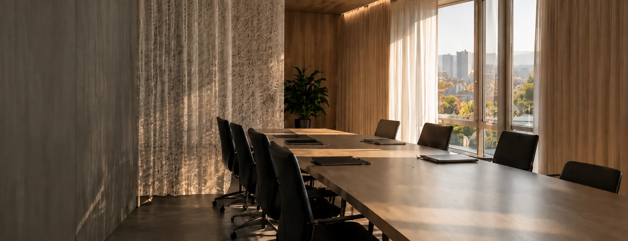 sitzungszimmer mit abendlicht